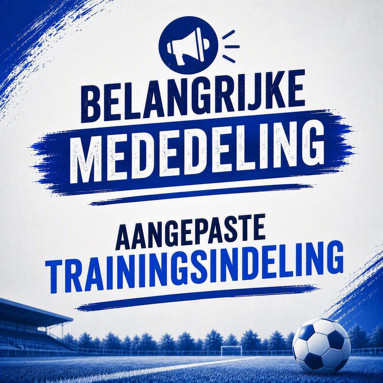 Aangepaste trainingsindeling 17 augustus t/m 5 september